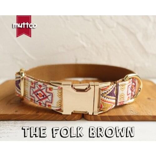 10pcs/lot MUTTCO high quality handmade collar THE FOLK BROWN dog collar 5 sizes UDC058J