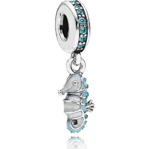 100% Real 925 Sterling Silver Charms Tropical Seahorse Charms Fit Original Brand Bracelet Diy Jewelry