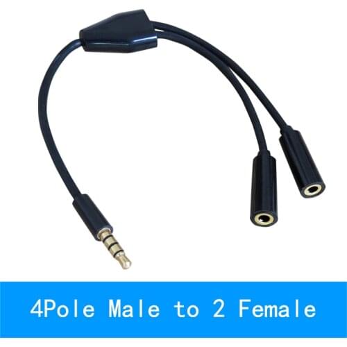 20CM 3.5mm 4 Pole Male to 4 Pole Female Stereo Audio Y Splitter Adaptor Headphone Cable