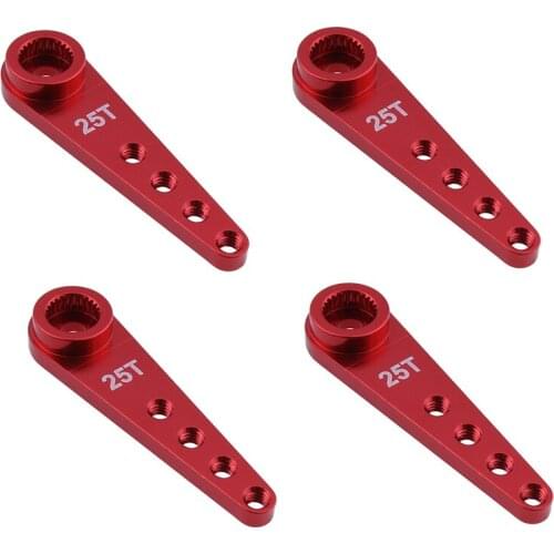 4PCS 37Mm 25T Metal Extension Steering Servo Arm Horn for RC Car Crawler Parts,Red