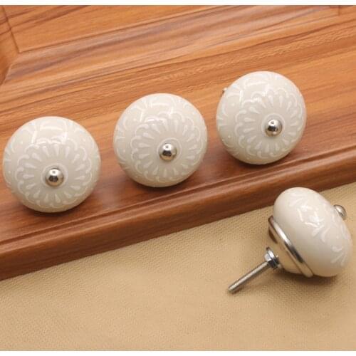 6x 41mm Round Ball Shaped Hand painted Ceramic Cabinet Knob Cupboard Closet Dresser Drawer Handles Kitchen Ceramic Handle Pulls