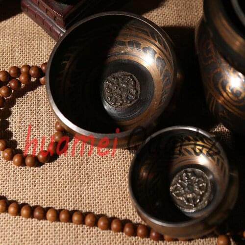 8-17.5cm One Set Tibetan brass meditation bowl For Meditation and Healing Craft Gift