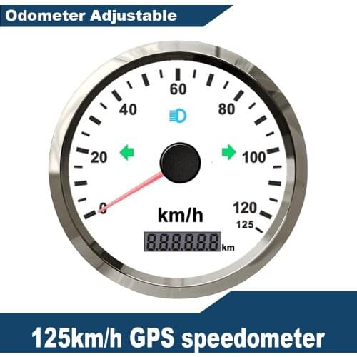 85mm Universal Auto Marine Motorcycle 3 3/8" GPS Speedometer Odometer 125MPH Mileage Adjustable with Red Yellow Backlight 12/24V