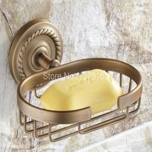 Bathroom Accessories Antique Brass Wall Mounted Bathroom Soap Dish Holder Basket aba100