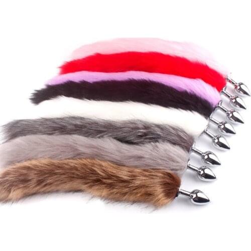 Adult Butt Plug Stainless Steel Faux Fox Tail Sex Toy Anal Insert Stopper Gift random color