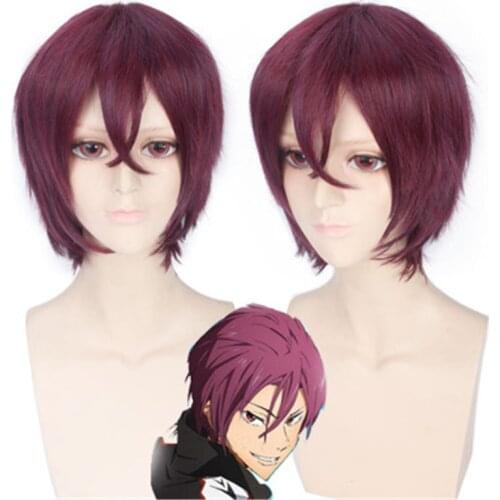 Anime Free! Rin Matsuoka Wig Cosplay Costume Men Women Short Heat Resistant Synthetic Hair Halloween Party Role Play Wigs