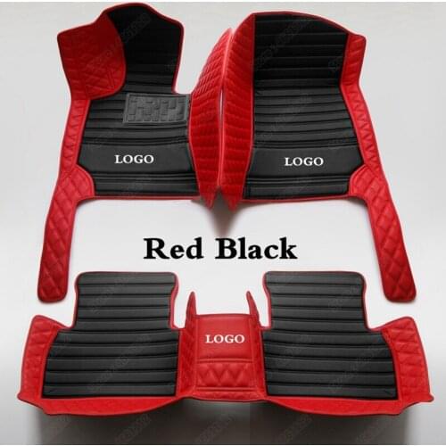 Car Floor Mats for Toyota Yaris C-HR EV Tacoma FJ Cruiser Sienna Alphard Previa Sequoia Leather Auto Carpet Foot Pads Red Black