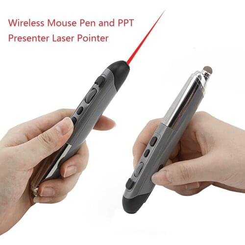 2.4GHz Wireless Mouse Pen with Stylus and PPT Presenter Laser Pointer Remote Control 1600DPI Pocket Mice for PC Laptop Tablet TV