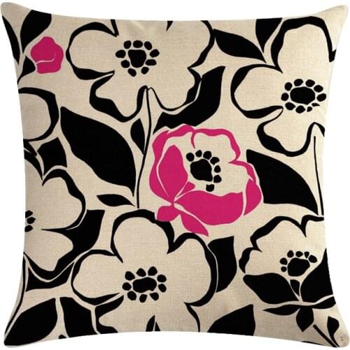 Cute Cartoon Pattern Plant Black Flower Pillow Case Married Couples Kitten Cushions Cover Outdoor Chair Cushion45x45cm