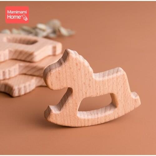 Mamihome 1pc Baby Wooden Teether Horse Rattle Toys Bpa Free Beech Rodent Pacifier Chain Pendant Montessori Toys ChildrenS Goods