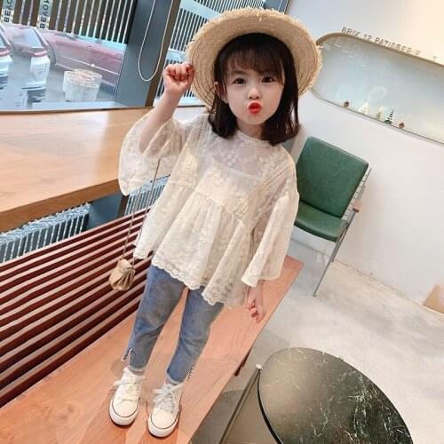 Girls Spring Autumn Jeans Children Casual Pearls Loose Denim Pants Elastic Waist Kids Girl Trousers
