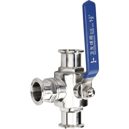 Fit 32mm 1-1/4" Pipe OD x 1.5" Tri Clamp Sanitary Tee 3 Ways T/LPort Ball Valve SUS 304 Stainless Steel Homebrew Beer
