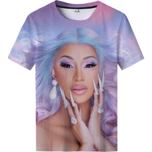 New Rapper 3D T Shirt Cardi B Printing Tops Men Women Hip Hop T-Shirt Cool Summer Round Neck Shirt