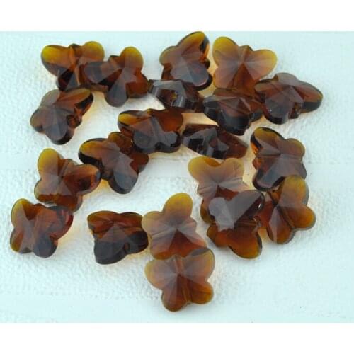 Hot Sale 500pcs/lot 14mm Coffee Faceted Butterfly Glass Beads Crystal Loose Beads for jewelry making bracelet diy beads