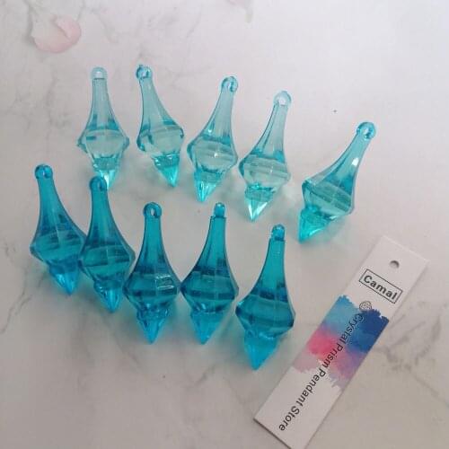 Camal 30Pcs 18*46mm (Sky Blue/Lake Blue) Acrylic Pointed Drop Hanging Pendant Chandelier Beads Wedding Party Craft Curtain Decor