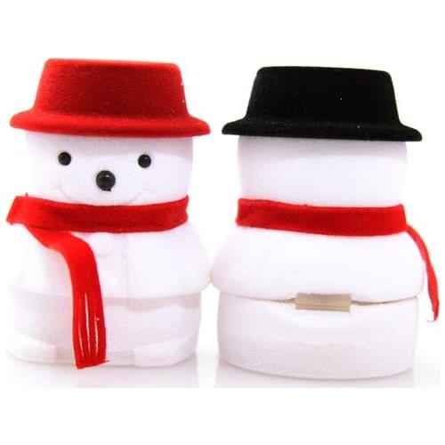 Classic Velvet Snowman Ring Pendant Box Christmas Gift Boxes Ring Earring Stud Necklace Jewelry Display Rack Wholesale 50pcs