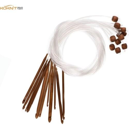 KOKNIT Bamboo Flexible Afghan Carpet Crochet Hooks 120cm Mix 3.0-10.0mm Crochet Needles Yarn Weave Knitting Needles For Women