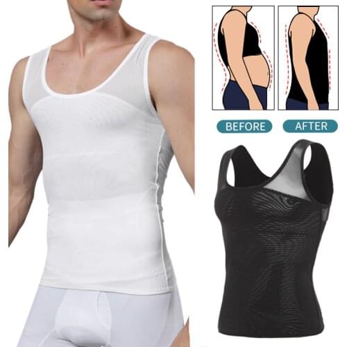 Mens Body Shaper Tummy Slimming Sheath Abdomen Shapewear Compression Shirts Gynecomastia Corset Waist Trainer Belt Fitness Tops