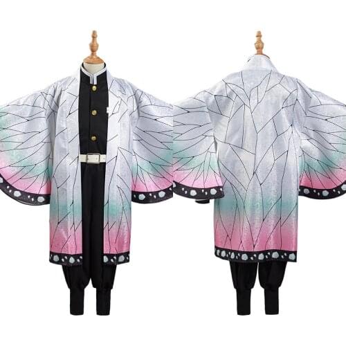 Demon Slayer: Kimetsu no Yaiba Kochou Shinobu Cosplay Costume Kids Cloak Coat Halloween Carnival Suit