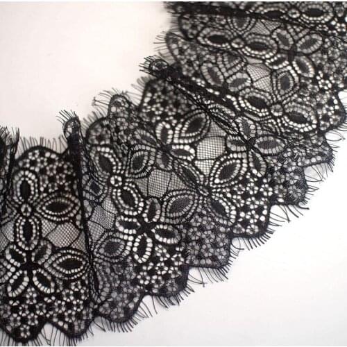 3 meter/ lot Eyelash Lace Fabric DIY Decorative High Quality Soft Nylon Eyelash Lace Trim Wedding Dress lace Fabrics white balck