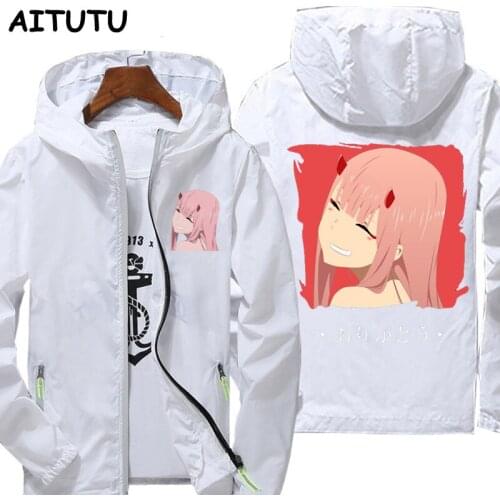 Jacket spring autumn fashion print top mens casual Darling in the Franxx Anime print zipper jacket mens jacket large size