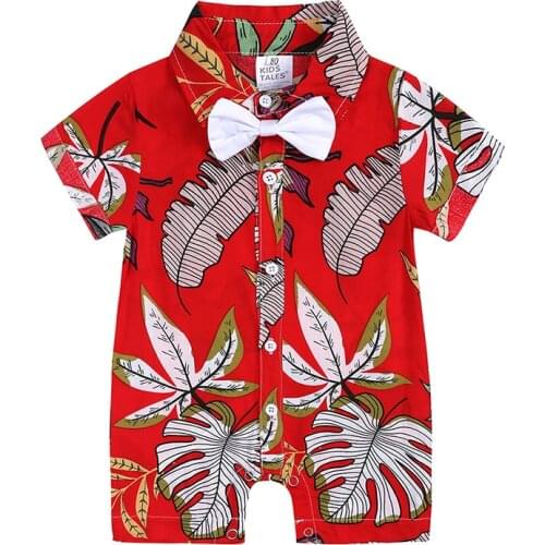 Summer Baby Girl Clothes Floral Print Baby Clothes Boys Romper V-neck Bow Newborn Girl Romper Toddler Clothing 3-24Months