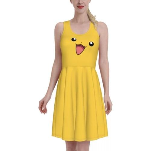 Summer 2021 The King-in-the-north Women Dresses Sexy O Neck Japanese manga anime Print Beach Dress Sleeveless Sundress Robe