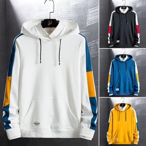 Autumn Winter Mens Hoodies Harajuku Fashion Streetwear Hooded Sweatshirts Men Casual Hip Hop Men Clothing Splicing Hoodies Men