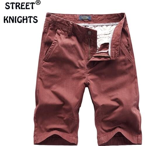 Mens 2021 Summer New Casual Loose Pure Color Leisure Soft Touch Shorts Men 100% Cotton Street Knee-Length Beach Shorts