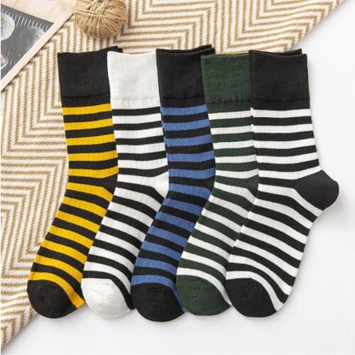 5 Pairs Autumn Winter Socks Women Long Korean Harajuku Street Stripe Cotton Socks Female High Quality Fashion Sock For Ladies