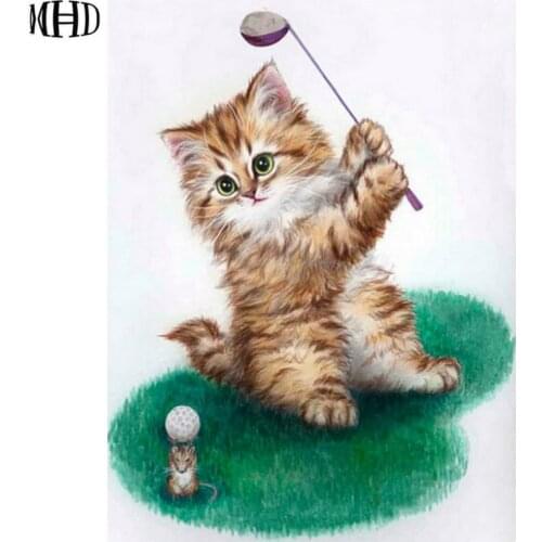 New Hot Diamond Painting Cats Square & Round 3D Diamond Embroidery DIY Diamond Cross-stitch Handicraft Decoration Cat Golf