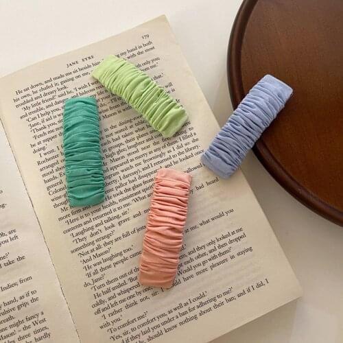 New Handmade Pleated Hair Clip Candy Color Long Barrettes Hair Clip for Women Girls Korean Fashion Hairpin Hair Accessories Gift