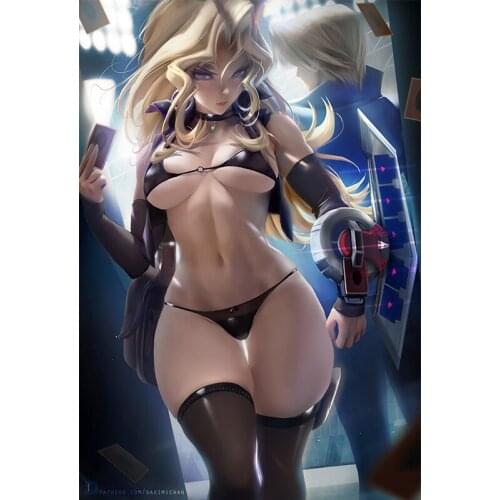 Print Canvas White light card Black underwear Sexy Girl Art Poster 40x60 50x70 60x90 Custom Living Room Bedroom hanging picture