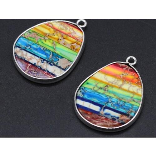 Natural Emperor Stone Pendant Colorful Chakra Stones Charms for Female Handmade DIY Necklace Earrings Jewelry Making Findings