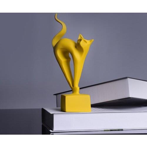 Simplicity Nordic Household Resin Fortune Cat Ornaments Tabletop Creative Craft Gift Home Decoration Accessories For Living Room