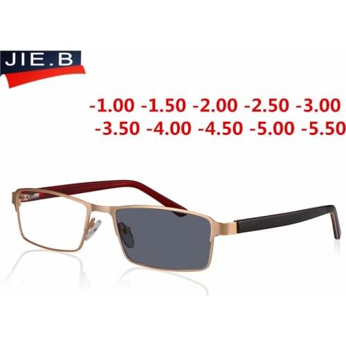 Optics Myopia Sunglasses Photochromic Finished Men Women Myopia Eyeglasses Frame with color lens Sun glasses Myopia Eyewear