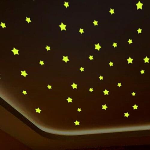 100Pcs/pack Fluorescent Stars Luminous Toys For Childrens Bedroom Storage Rooms Baby Kids Glow Pentagram Adhesive Stickers