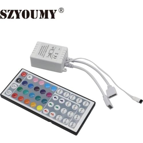 SZYOUMY 44 Key 2 Port Remote Controller Input DC12V 6A LED Lights Controller IR Remote Dimmer for 5050 3528 RGB LED Strip Light