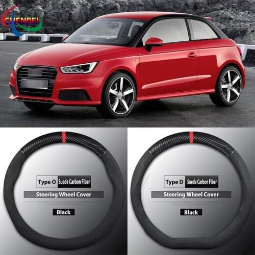 Four Seasons Universal Non-Slip Carbon Fiber Suede Steering Wheel Cover For Audi A1 Car Interior Accessories