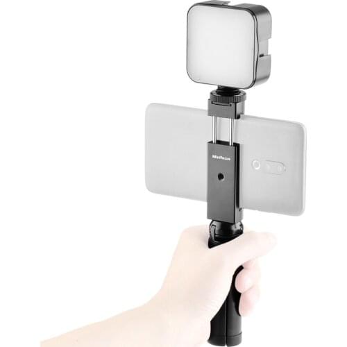 Phone Clamp With Cold Shoe Mount Led Video Light Microphone Vlog Handle kit Phone Mount for iPhone Android Smartphone Vlogging