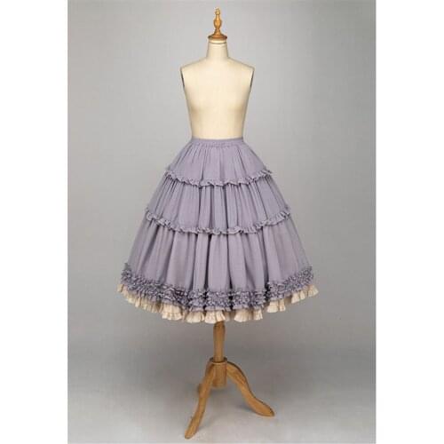 Lolita Skirt Ruffles Chiffon Women Elegant Skirt