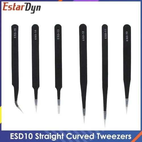 1.5mm Industrial Tweezers Anti-Static Stainless Steel Tweezer Set Mobile Phone Repair Tools ESD Precision Tweezer ESD10 to ESD15