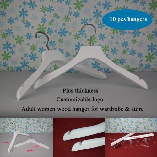 Manufacturer supply 10pcs With clip Adult Garment wood hangers Household Wardrobe Storage clothes hanger for Women suit Coat