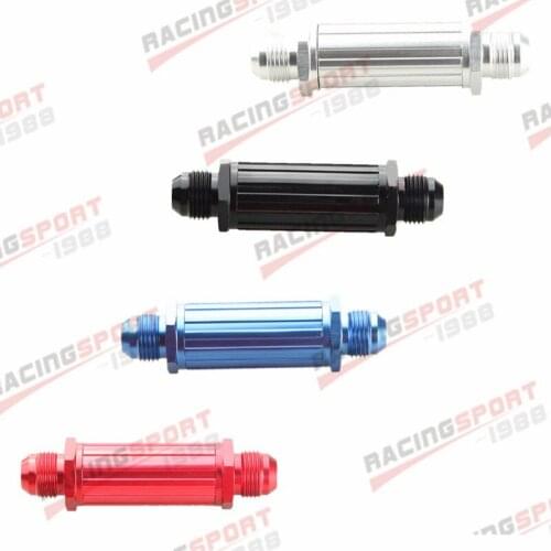 10AN AN-10 Anodised Billet Magnetic Inline Fuel Filter 30 Micron Red/Black/Silver/Blue