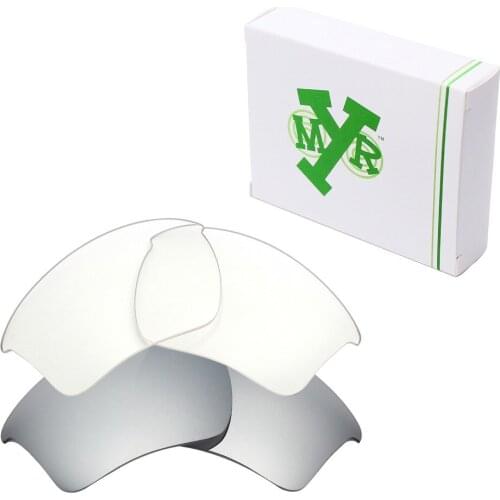 2 Pairs Mryok Replacement Lenses for Oakley Half Jacket 2.0 XL Sunglasses Silver Titanium & HD Clear