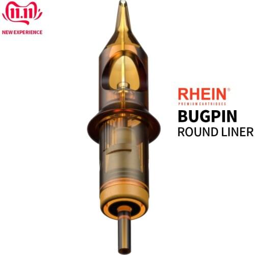 RHEIN 20pcs Tattoo Cartridge Needles Bugpin Revolution Round Liner Silicone Needle for Tattoos Machine and Pen/Guns