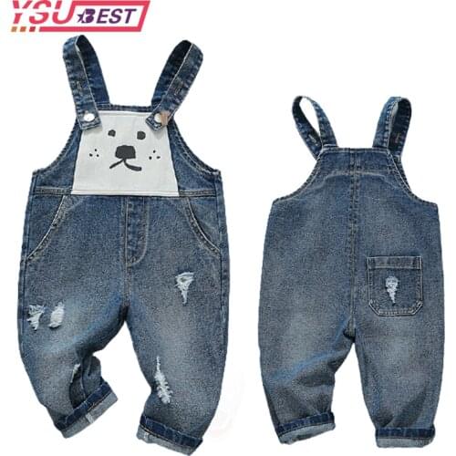 2021 Baby Boys Girls Cartoon Denim Pants overalls Spring Autumn Children Clothes Infant Outfit Kids Bear Fashion Toddler Casual