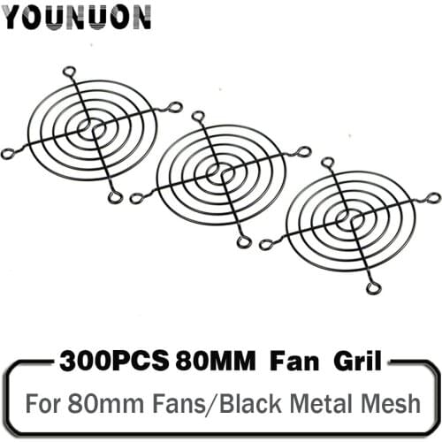 300 Pieces 80mm Fan Grills 80mmx80mm Black Metal Wire Finger Guard For CPU Fan DC Fan Grill Guard Protector Nickel Plated