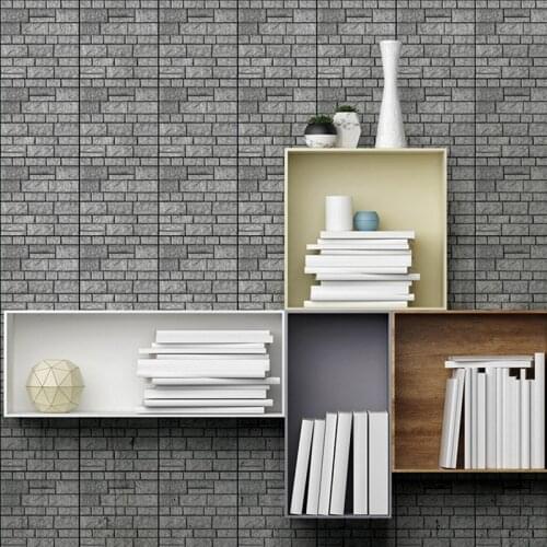 3D Wallpaper Brick Sticker Waterproof Stone Art Self-Adhesive Wall Paper Removable for Bathroom Living Room Counter Countertop