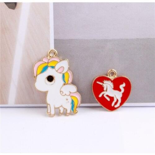 5pcs/pack fashion Colorful Horse Drop Oil Enamel Charms Pendant for DIY Jewelry Bracelet Necklace Maki
